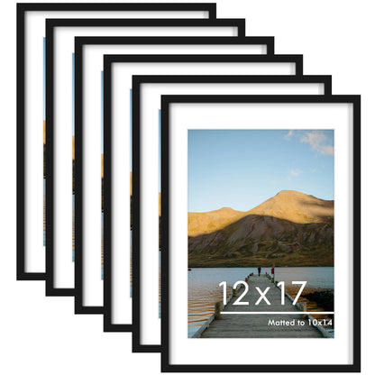 PEALSN 8x10 Picture Frame Set of 6,Wall or Tabletop Display,Black Woodgrain