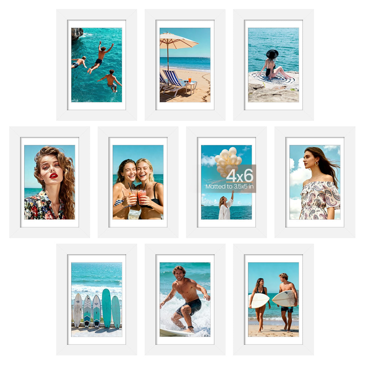 upsimples 5x7 Picture Frame, Photo Collage Wall Decor Set of 10, Black