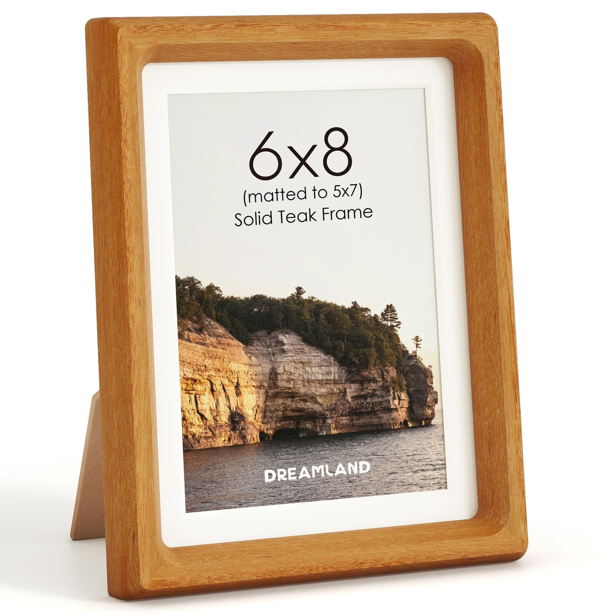 Dreamland 8x10 Picture Frame, USA-Sourced Oak Wood Photo Frames with HD Tempered Glass, 8 x 10 Wooden Frame Matted to 5 x 7, 8x10 Frames Handcrafted Rounded Corner for Tabletop or Wall Display