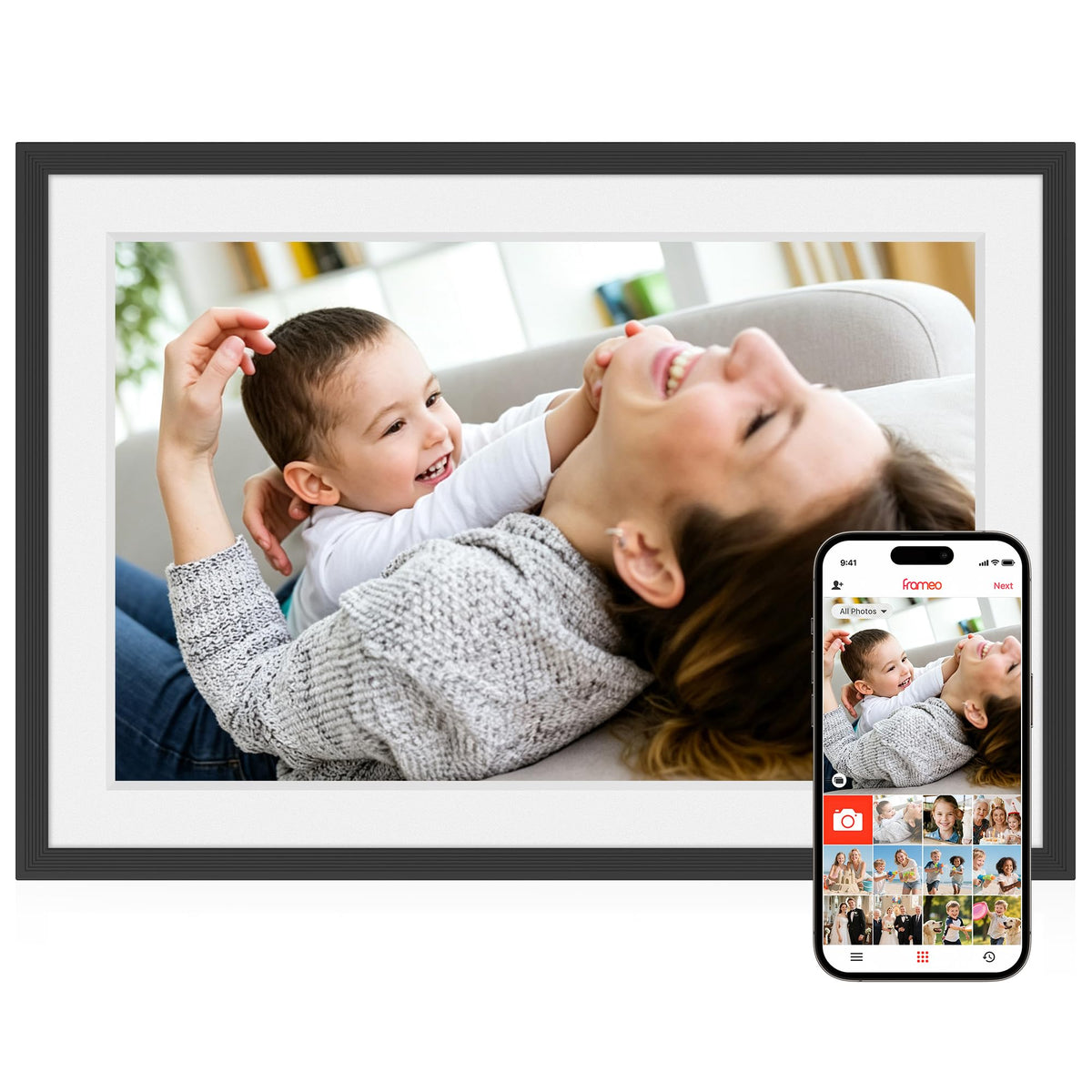 BIGASUO Digital Picture Frame, 10.1" Frameo Digital Frame WiFi with 32GB Memory, 1280x800 IPS Touch Screen, Send Photos/Videos from Your Phone Anywhere, Photo Gifts for Parents and Grandparents