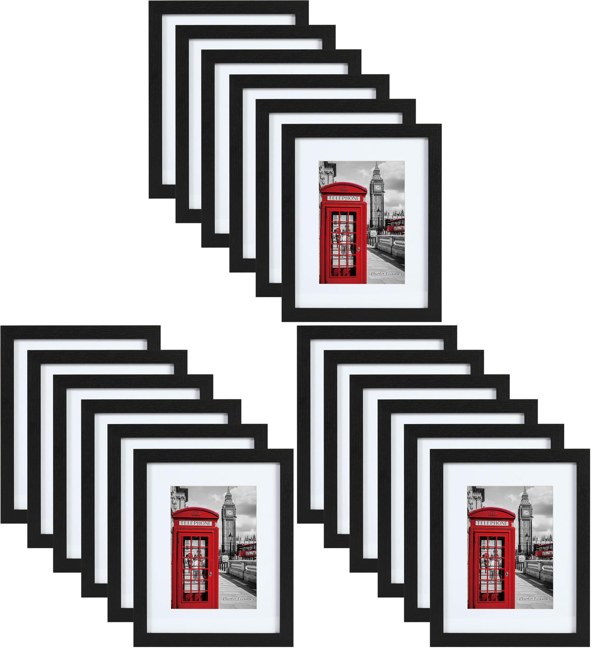 PEALSN 8x10 Picture Frame Set of 6,Wall or Tabletop Display,Black Woodgrain