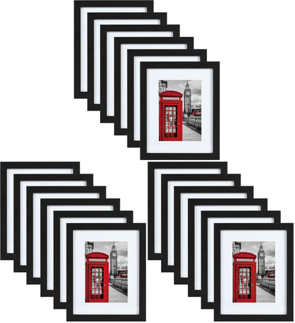 PEALSN 8x10 Picture Frame Set of 6,Wall or Tabletop Display,Black Woodgrain