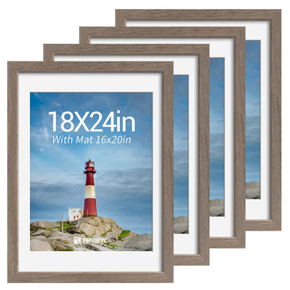 5x7 picture frame 4 Pack, 4x6 Mat, Black Wood, Glass, for Photo
