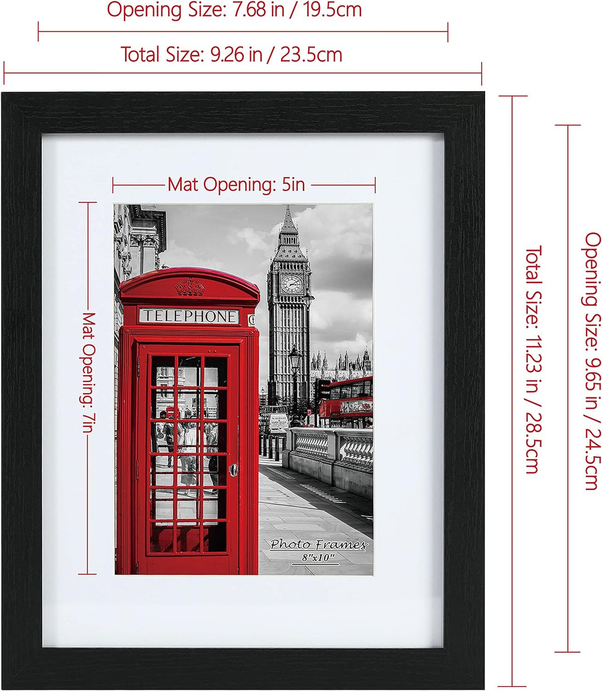 PEALSN 8x10 Picture Frame Set of 6,Wall or Tabletop Display,Black Woodgrain