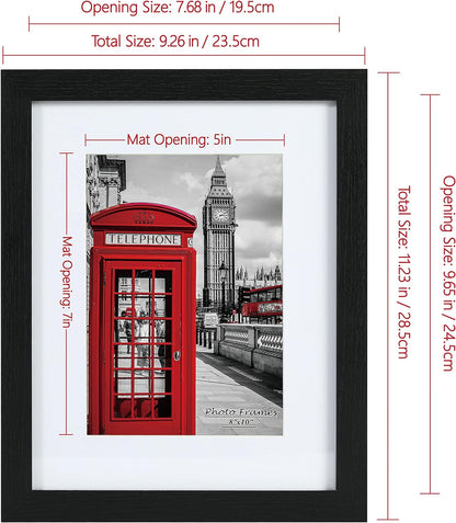PEALSN 8x10 Picture Frame Set of 6,Wall or Tabletop Display,Black Woodgrain