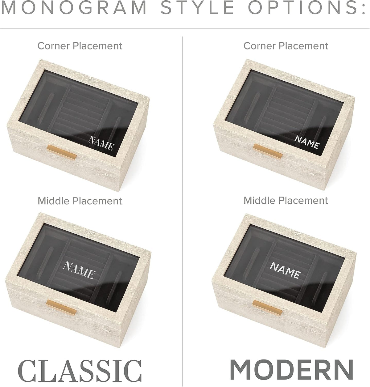 CASE ELEGANCE Monogrammed Petite 3-Tier Jewelry Box - Display Case