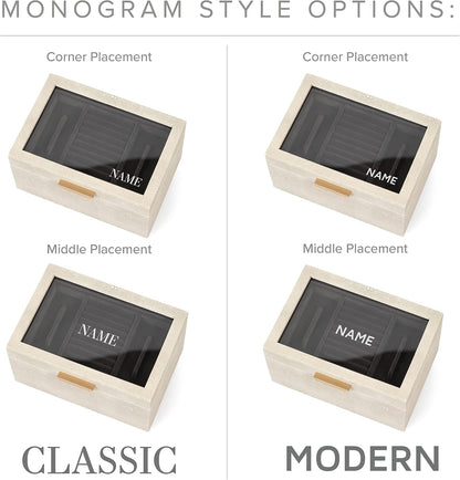 CASE ELEGANCE Monogrammed Petite 3-Tier Jewelry Box - Display Case