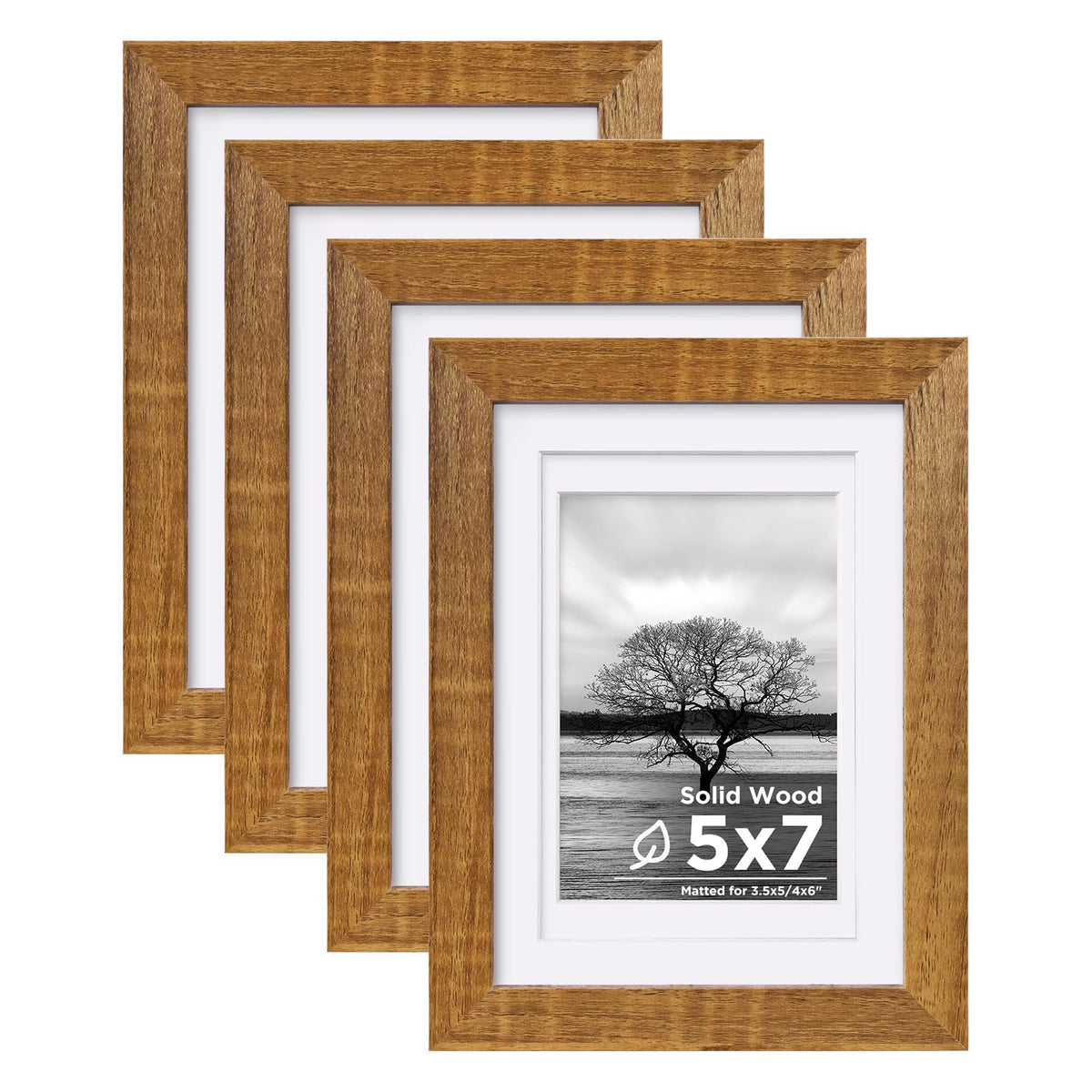 Egofine 8x10 Picture Frames Set of 4, Made of Solid Wood Covered by Plexiglass 4x6 and 5x7 with Mat or 8x10 without Mat, for Table Top Display and Wall Mounting Photo Frame White
