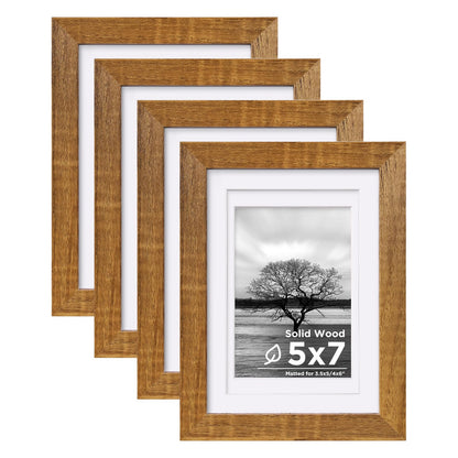 Egofine 8x10 Picture Frames Set of 4, Made of Solid Wood Covered by Plexiglass 4x6 and 5x7 with Mat or 8x10 without Mat, for Table Top Display and Wall Mounting Photo Frame White