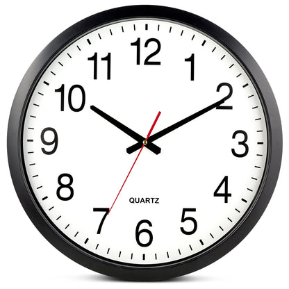 Bernhard Products Black Wall Clock Silent Non Ticking 12 Inch Quality Quartz Battery Operated Round Easy to Read Home/Office/Kitchen/Classroom/School Clocks
