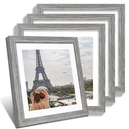 Hongkee 5x7 Picture Frame Set of 4, Real Glass and Wooden Frame, 4x6 Mat