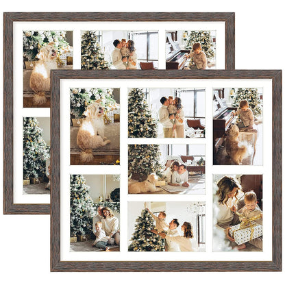 Golden State Art 9-Openings 4x6 Wood Collage Picture Frame Black
