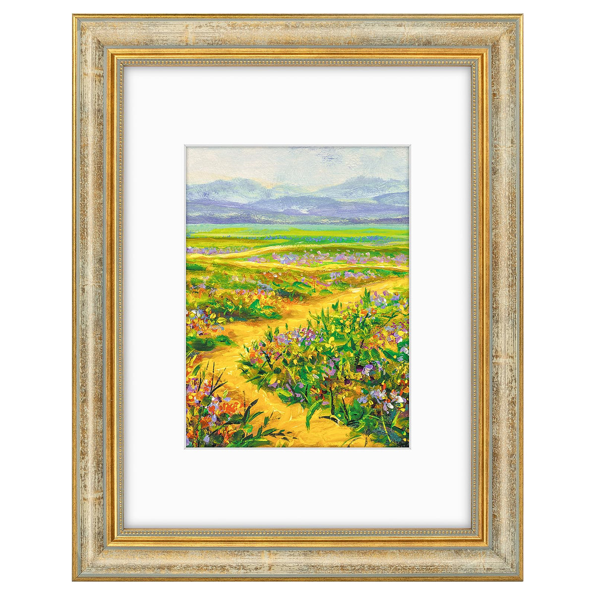 Golden State Art,8x10 Ornate Picture Frame Holds 5x7 Photo,Green Gold