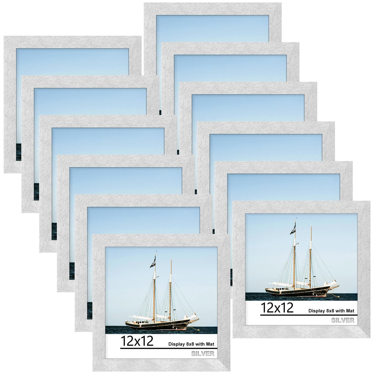 Picrit 8x10 Picture Frame Set of 12, Modern Gallery Wall Frames, Black