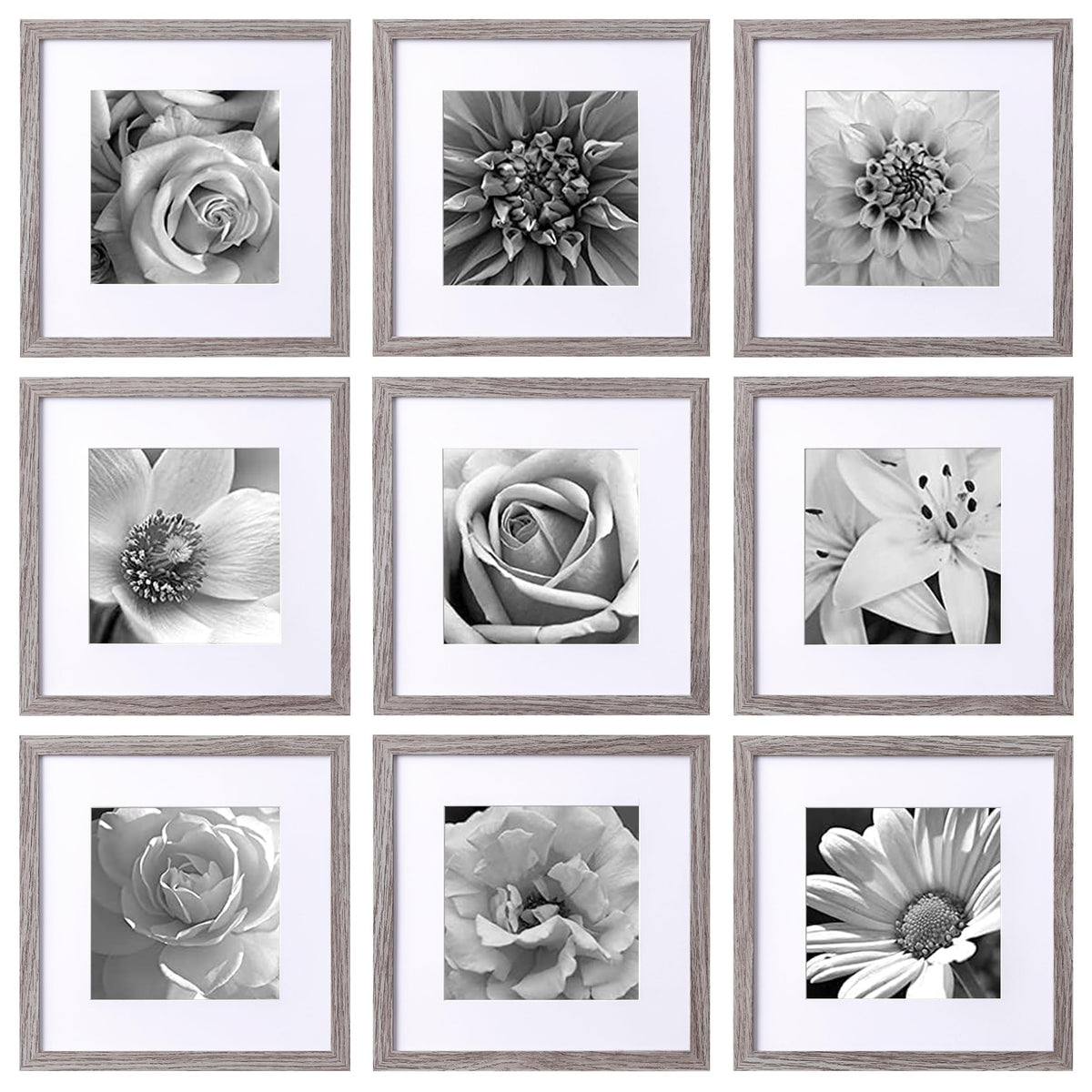 eletecpro Picture Frames Set of 9, 12x12 in, Acrylic Cover, Black