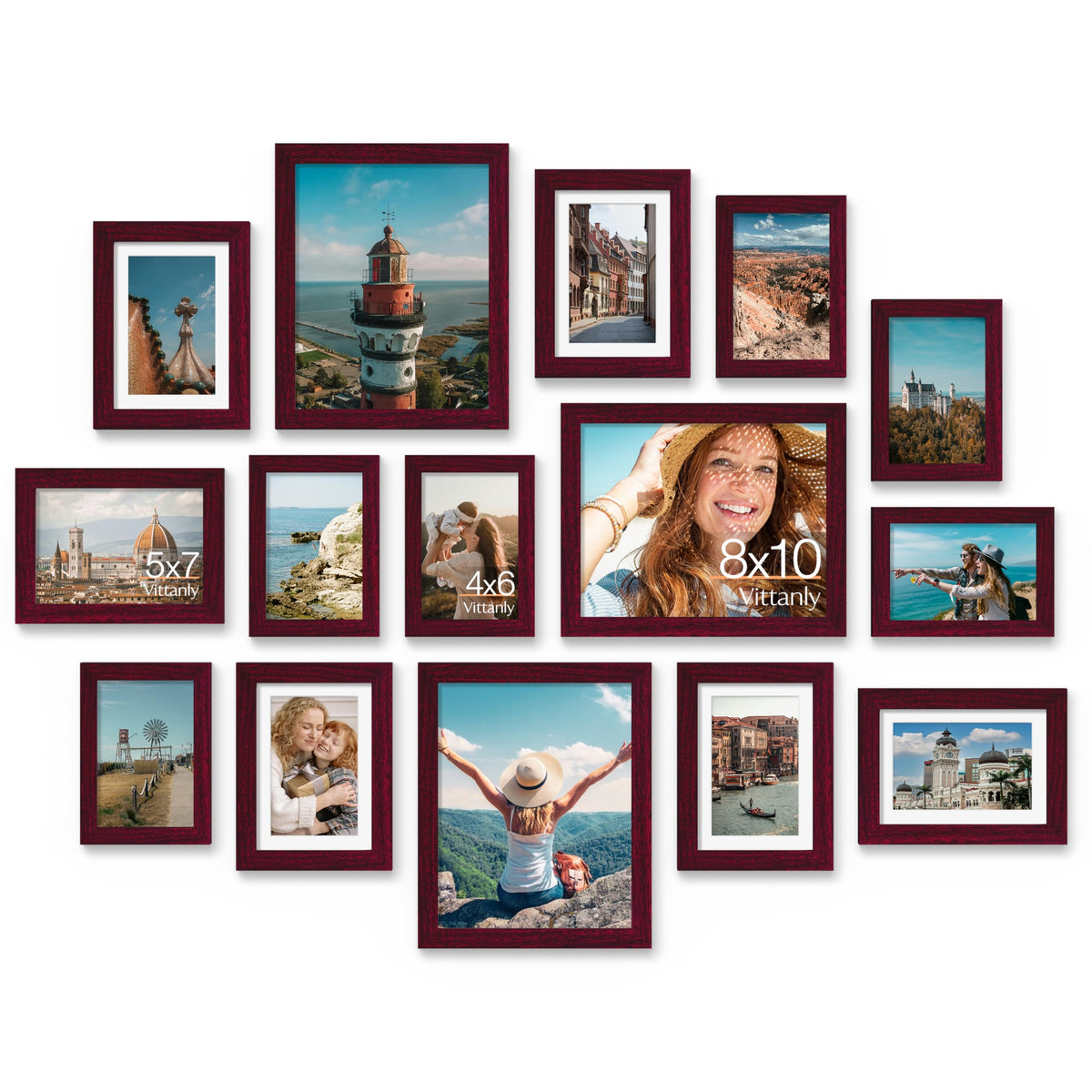 Vittanly 15 Pack Picture Frames Collage Wall Decor, Wall/Tabletop Display