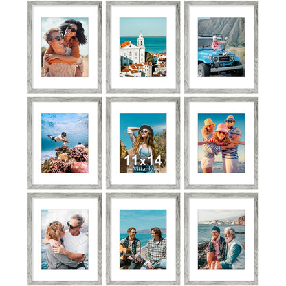 Vittanly 8x10 Picture Frames Set of 9 for Wall or Tabletop Display, Black