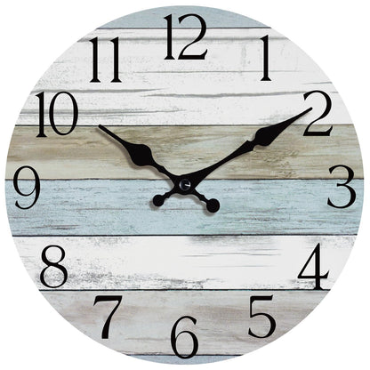 10 Inch Wall Clock, Silent Battery Operated Analog Clock, Blue