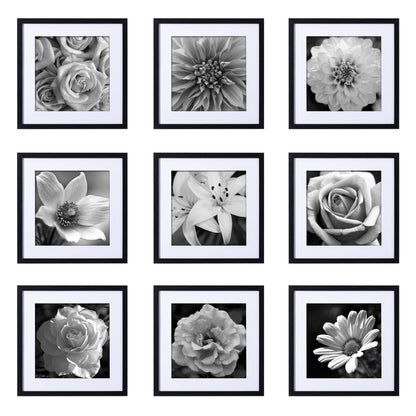 eletecpro Picture Frames Set of 9, 12x12 in, Acrylic Cover, Black