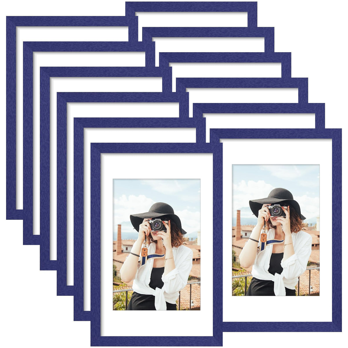 Picrit 8x10 Picture Frame Set of 12, Modern Gallery Wall Frames, Black
