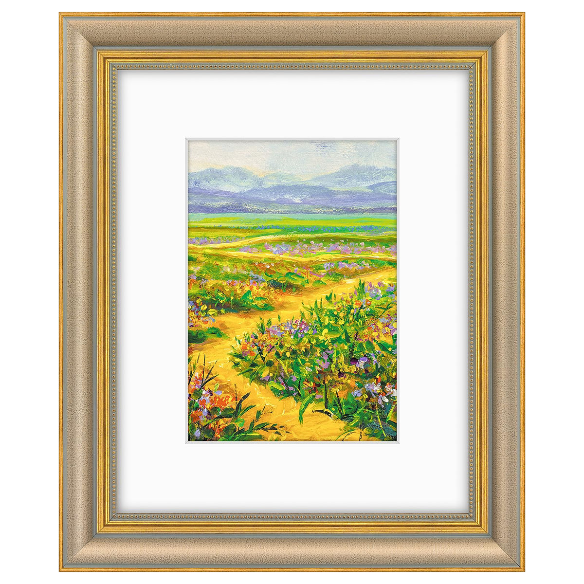 Golden State Art,8x10 Ornate Picture Frame Holds 5x7 Photo,Green Gold