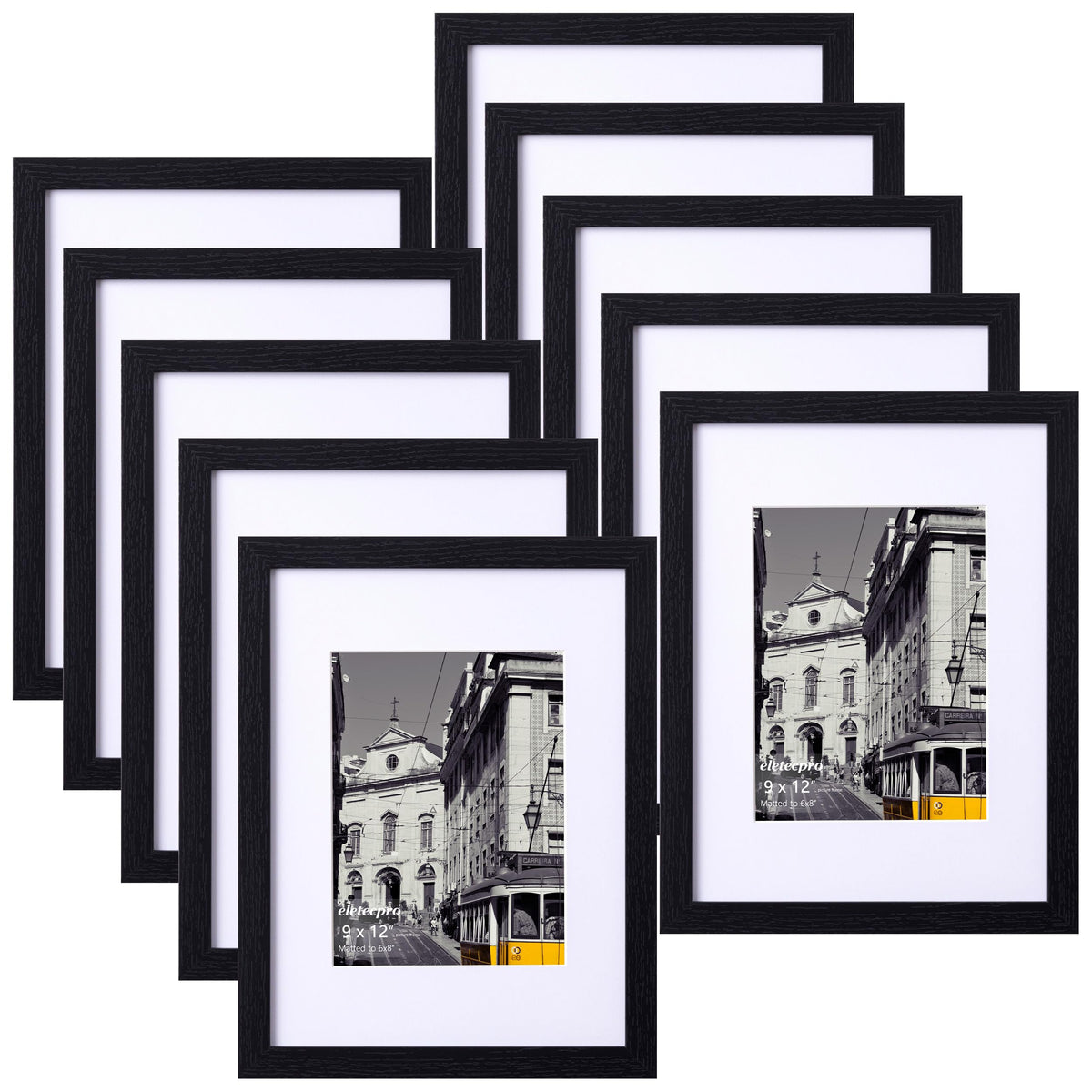 eletecpro 8x10 Picture Frames, Acrylic Cover, Black, Set of 10