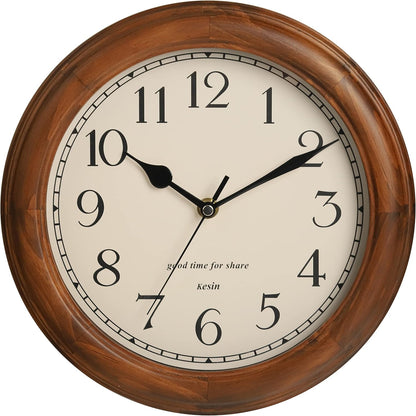 Kesin Wooden wall Clock with Retro Design, 11 Inches Round Wall Clocks