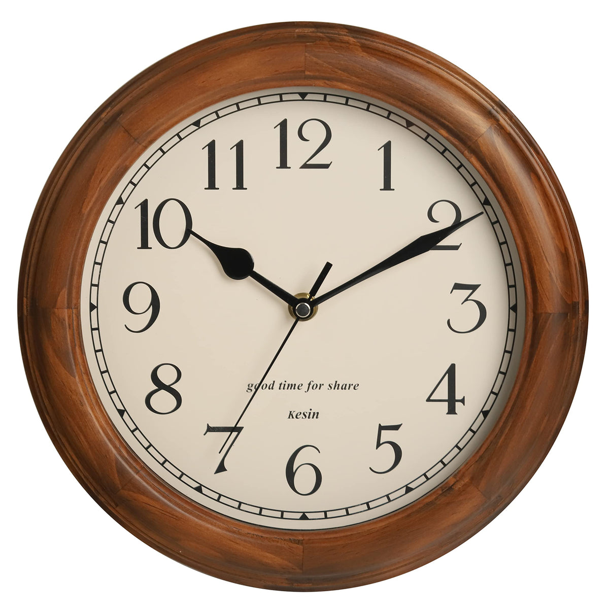 Kesin Wooden wall Clock with Retro Design, 11 Inches Round Wall Clocks