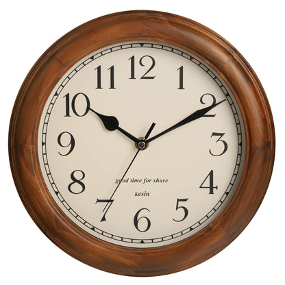 Kesin Wooden wall Clock with Retro Design, 11 Inches Round Wall Clocks