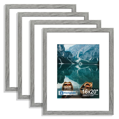 Hongkee 5x7 Picture Frame Set of 4, Real Glass and Wooden Frame, 4x6 Mat