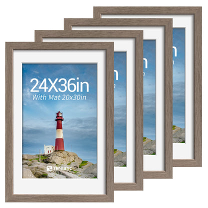 5x7 picture frame 4 Pack, 4x6 Mat, Black Wood, Glass, for Photo