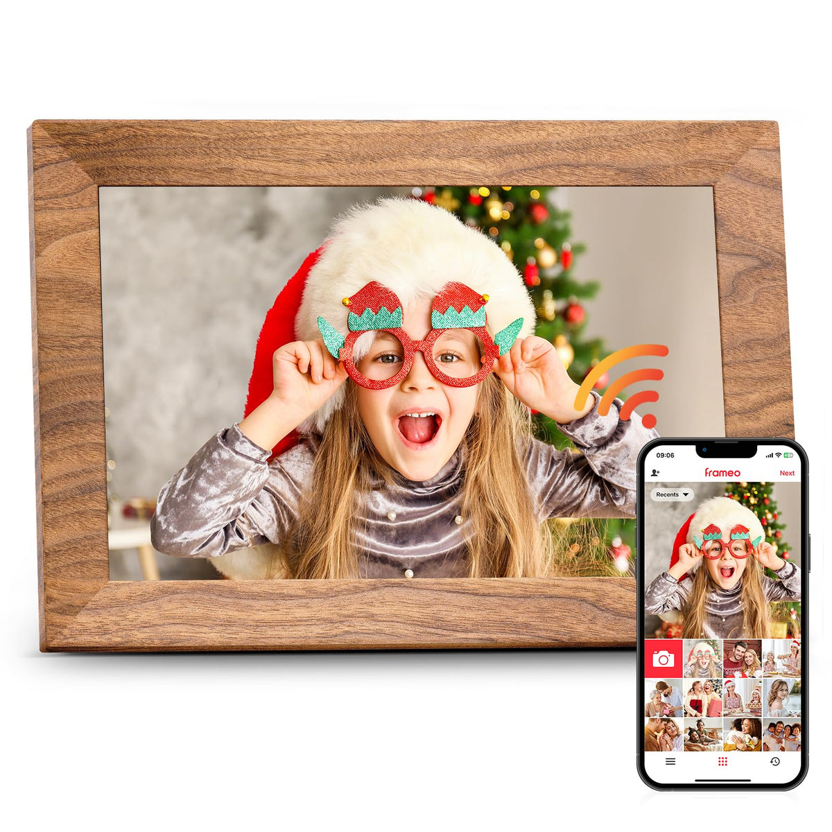 Frameo 10.1 Inch WiFi Digital Picture Frame with 32GB Memory, 1280 x 800 IPS Touch Screen Smart Electronic Photo Frame, Wall Mountable, Auto-Rotate, Share Photos/Videos Via Frameo App from Anywhere