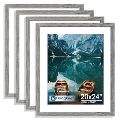 Hongkee 5x7 Picture Frame Set of 4, Real Glass and Wooden Frame, 4x6 Mat
