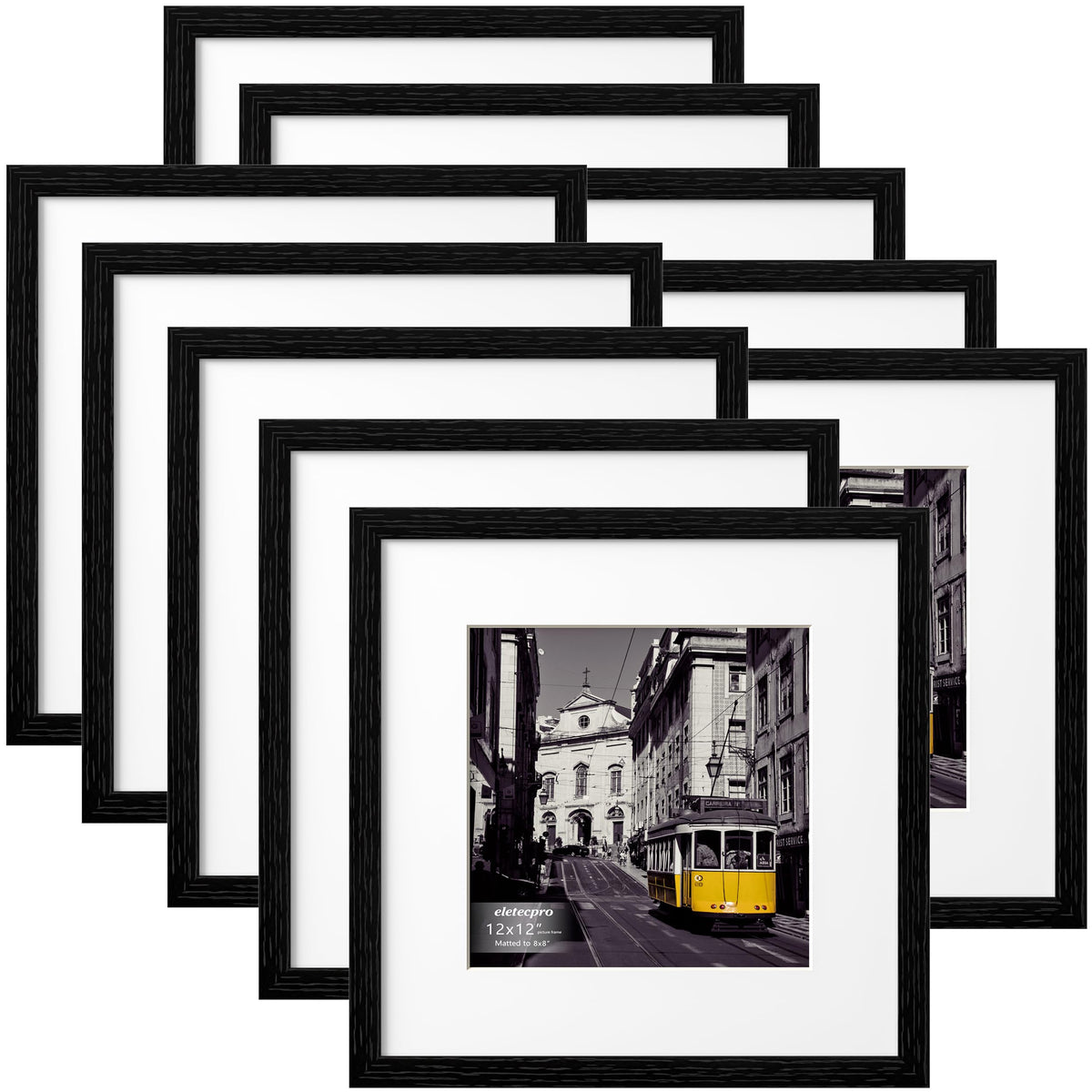 eletecpro 8x10 Picture Frames, Acrylic Cover, Black, Set of 10