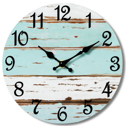 CHYLIN Wall Clock Non-Ticking Battery Operated Silent Rustic Coastal