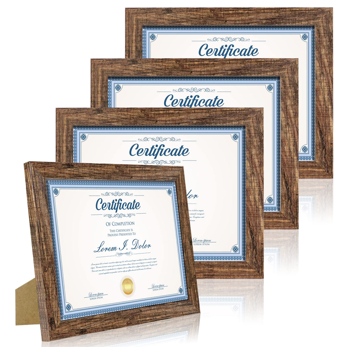 Hongkee 5x7 Picture Frame Set of 4, Real Glass and Wooden Frame, 4x6 Mat