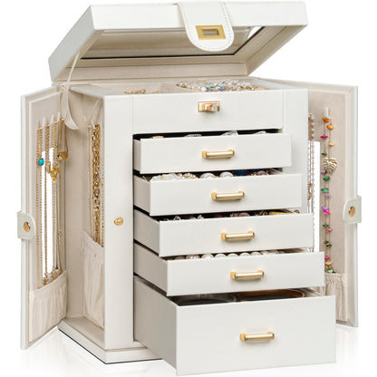 AKOZLIN 6-Tier Jewelry Box Organizer 5 Drawers Storage Black Regular