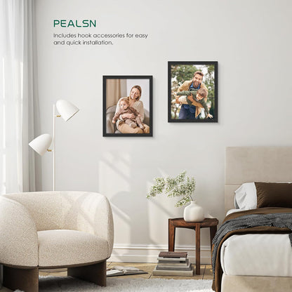 PEALSN 8x10 Picture Frame Set of 6, Wall or Tabletop, Black Woodgrain