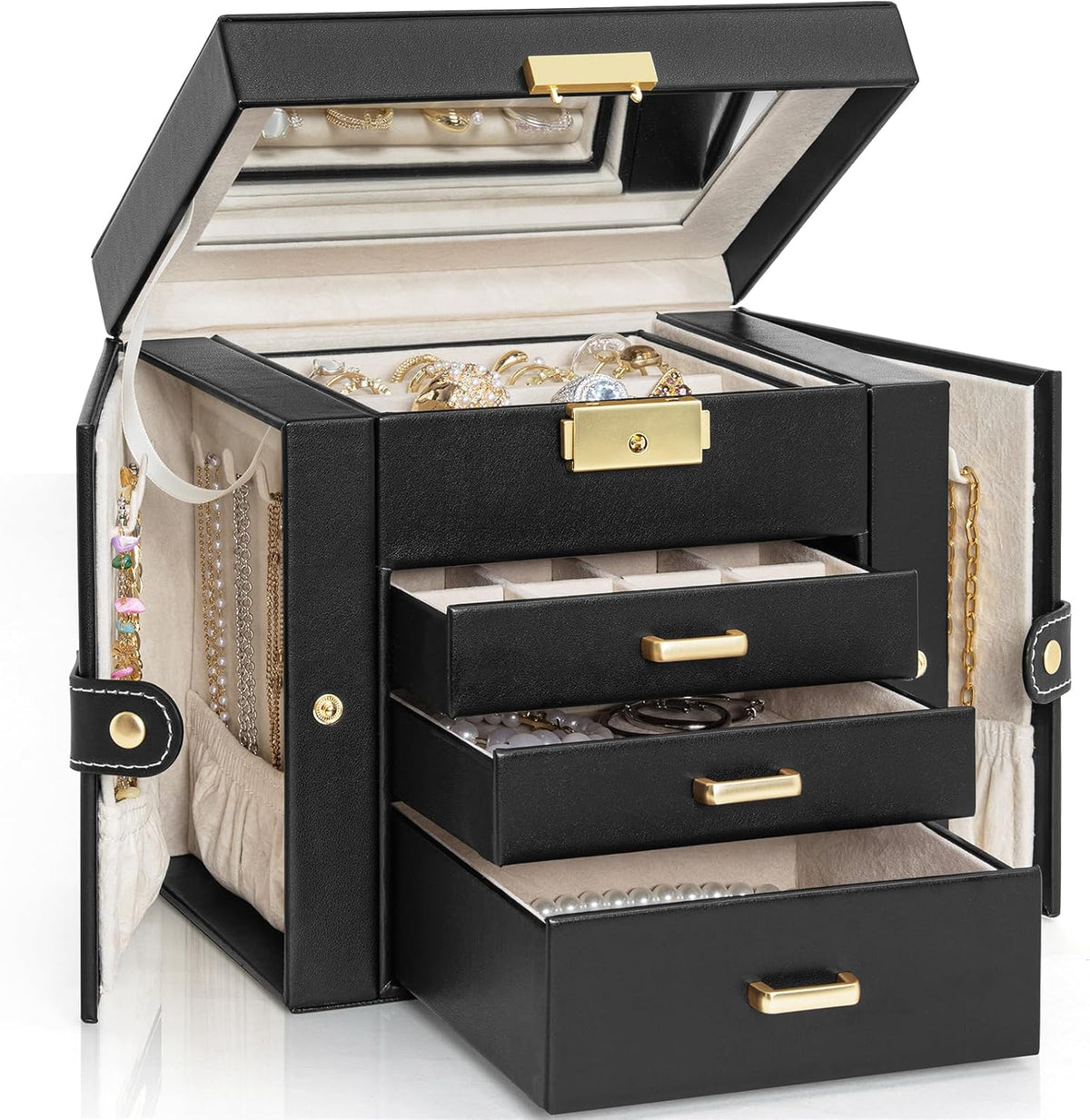 AKOZLIN 4-Tier Jewelry Box 3 Drawers Jewelry Storage Organizer for Women
