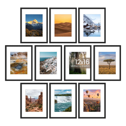 upsimples 5x7 Picture Frame, Photo Collage Wall Decor Set of 10, Black