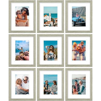 Vittanly 8x10 Picture Frames Set of 9 for Wall or Tabletop Display, Black