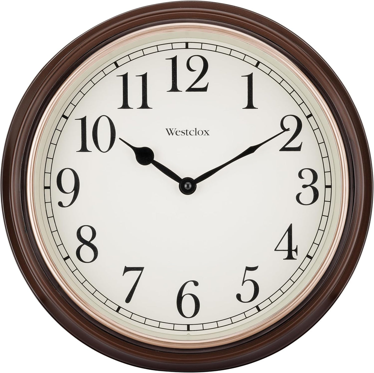 Westclox 15.5-Inch Traditional Woodgrain Wall Clock – Realistic Finish, Large Easy-to-Read Dial, Metal Hands, Rose Gold Bezel, Glass Lens, Quartz Accuracy (Woodgrain, 15.5-Inch)