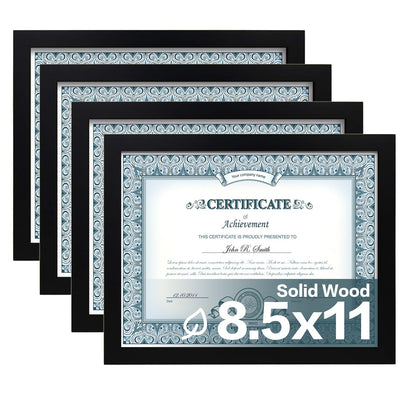 Egofine 8x10 Picture Frames Set of 4, Made of Solid Wood Covered by Plexiglass 4x6 and 5x7 with Mat or 8x10 without Mat, for Table Top Display and Wall Mounting Photo Frame White