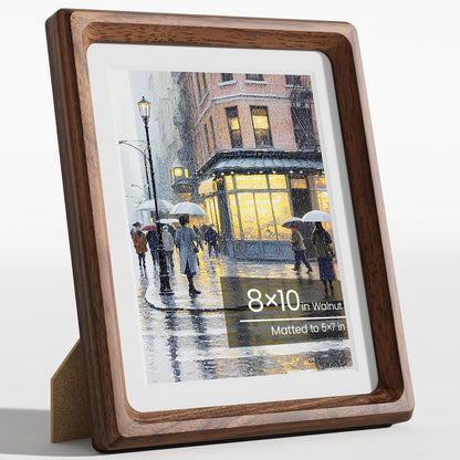 11x14 Picture Frame, Walnut Wooden Picture Frames for Wall Matted 8x10