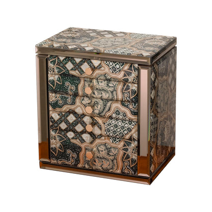 High End Glass Jewelry Box for Women, 7 Layer, Gold