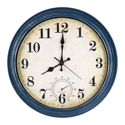 Wall Clock Battery Operated Silent Small Rustic Wall Clocks for Kitchen Bathroom Bedroom 8 Inch Blue