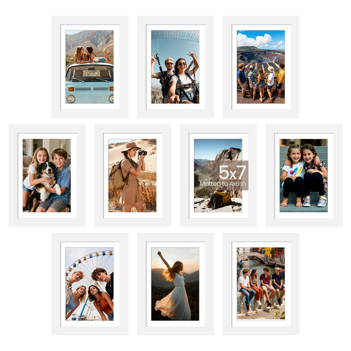 upsimples 5x7 Picture Frame, Photo Collage Wall Decor Set of 10, Black