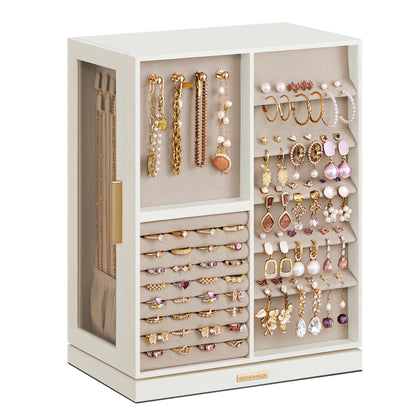 SONGMICS Jewelry Box Organizer, 360° Rotating, 5 Drawers, Laurel Green
