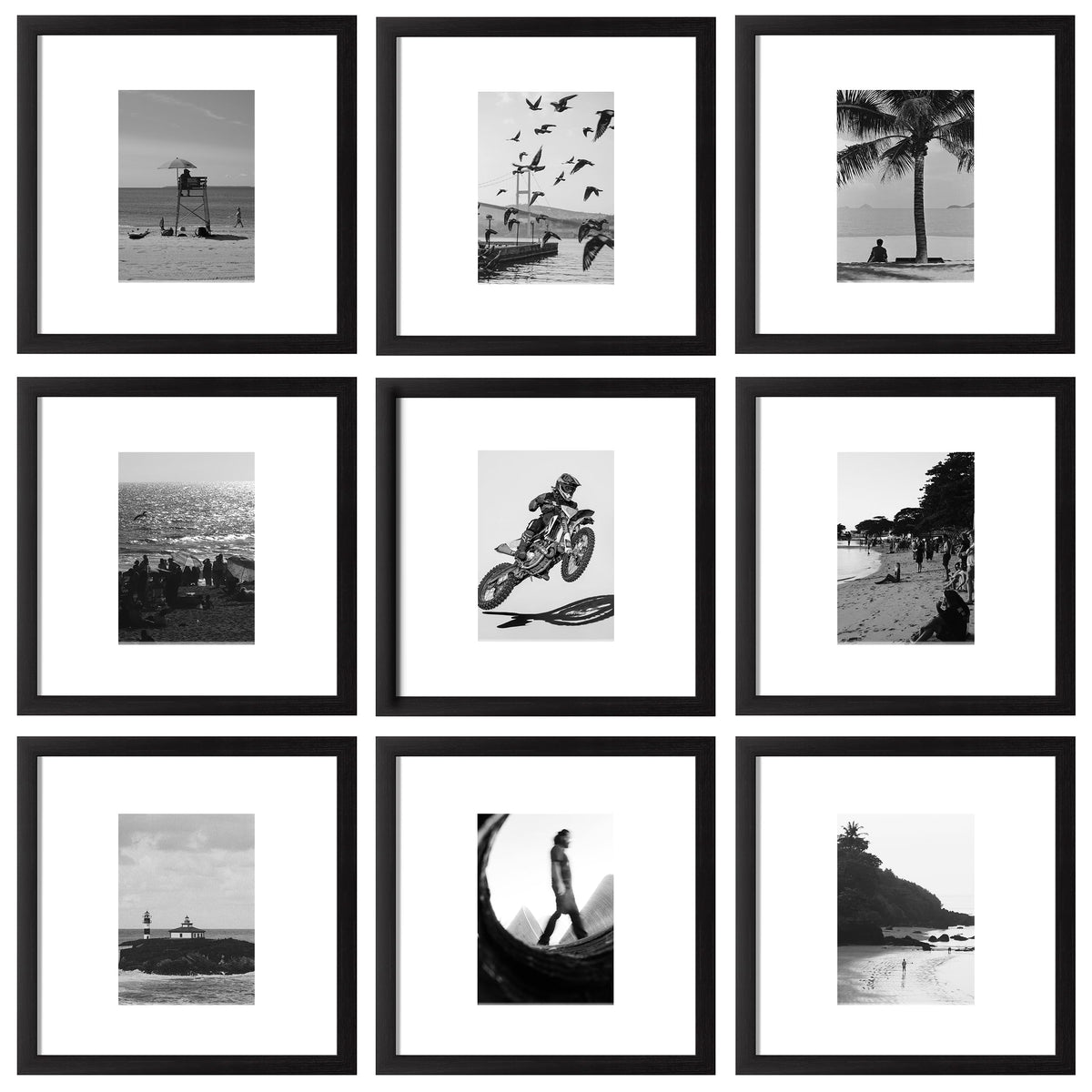 eletecpro Picture Frames Set of 9, 12x12 in, Acrylic Cover, Black