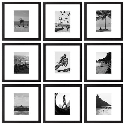eletecpro Picture Frames Set of 9, 12x12 in, Acrylic Cover, Black